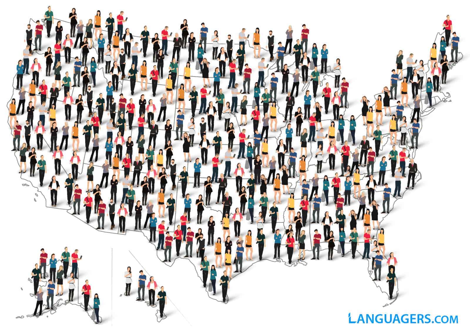 allusstatesmapwithASLsignlanguagerinterpreters Languagers